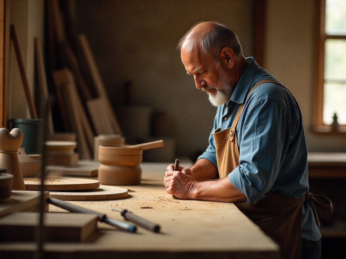 Artisan coffee table with unique geometric design